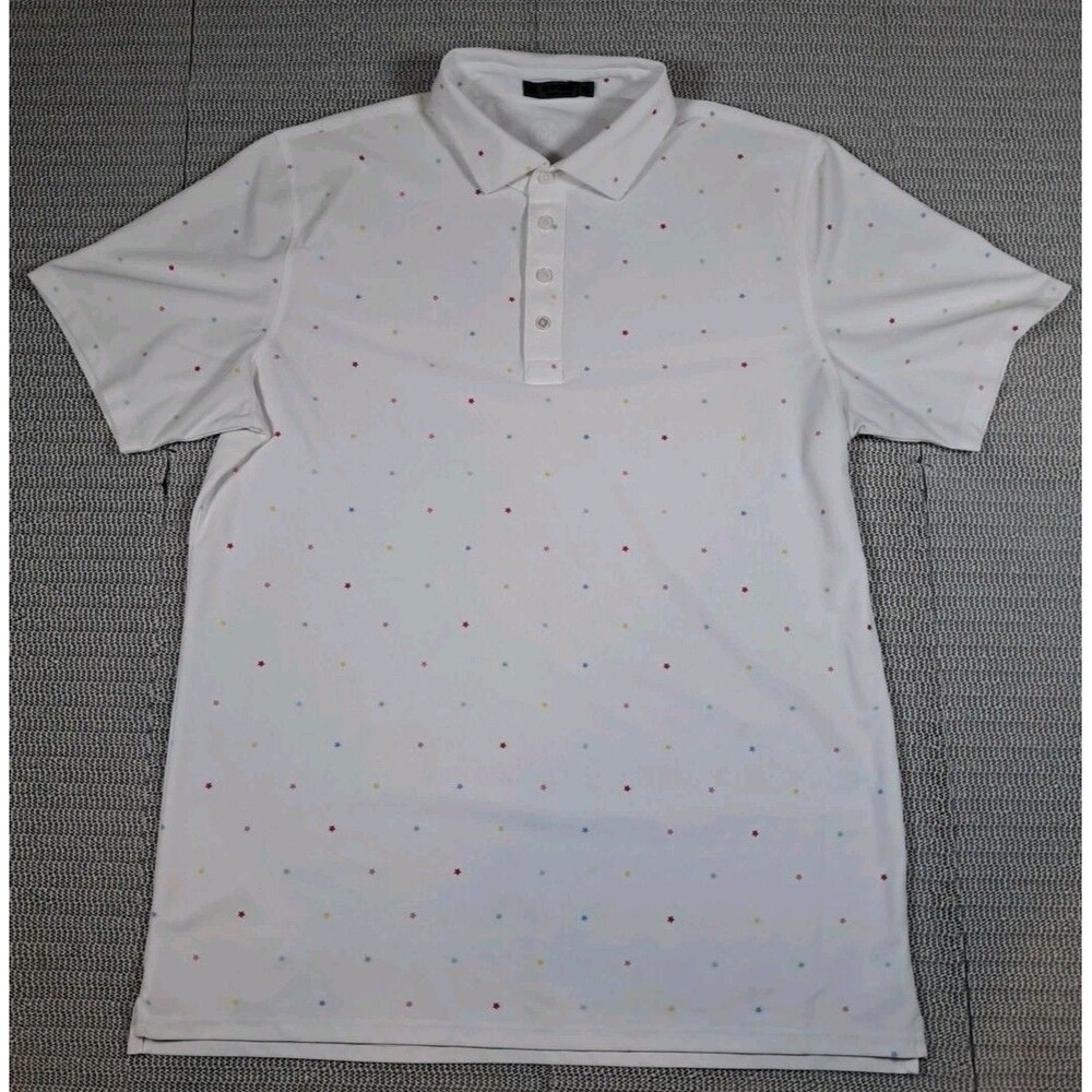 G/Fore Mens Multicolor Mini Stars Slim Fit Polo, White Size XL - Picture 2 of 6